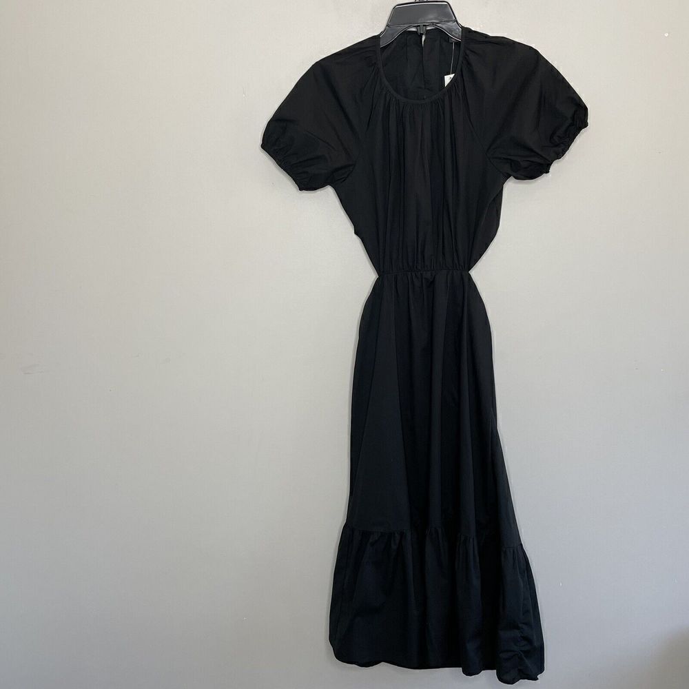 MADEWELL Dress Womens 00 Open-Back Cutout Cotton Poplin NEW Black Midi BG397 - Picture 3 of 14